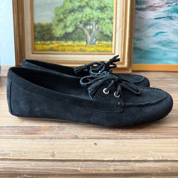 Women's J.Crew Black Suede Driving Moccasin Flat Loafer Shoes Size 9 NEW - Picture 7 of 9